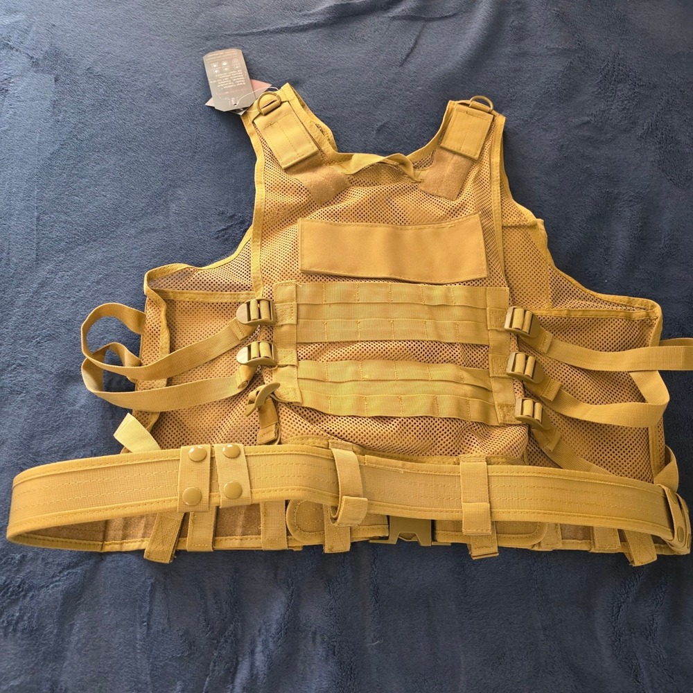 Yakeda Tactical Vest Tan Coyote Brown Molle Military Airsoft Paintball Gear NEW - Picture 5 of 11